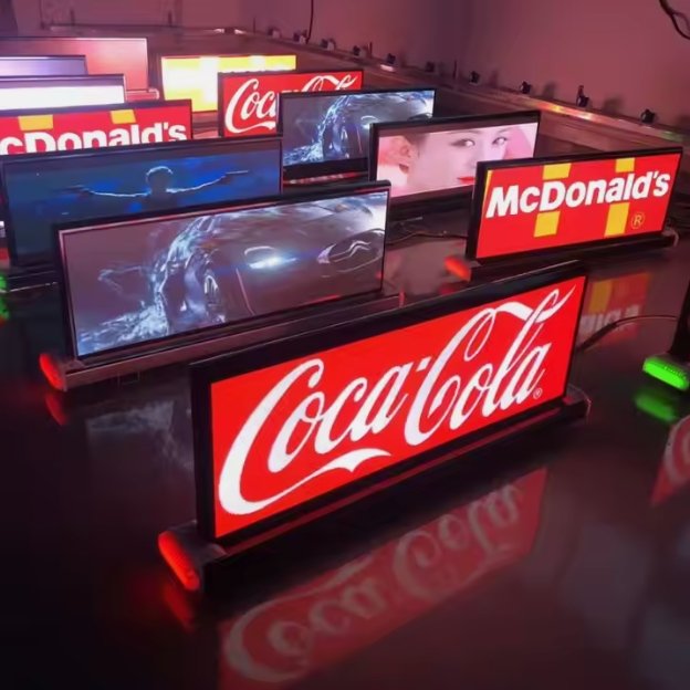 HD Performance Advertising Board Digital Car Roof P2.5 Double Side Taxi Top Led Video Display Screen 960mm*480mm