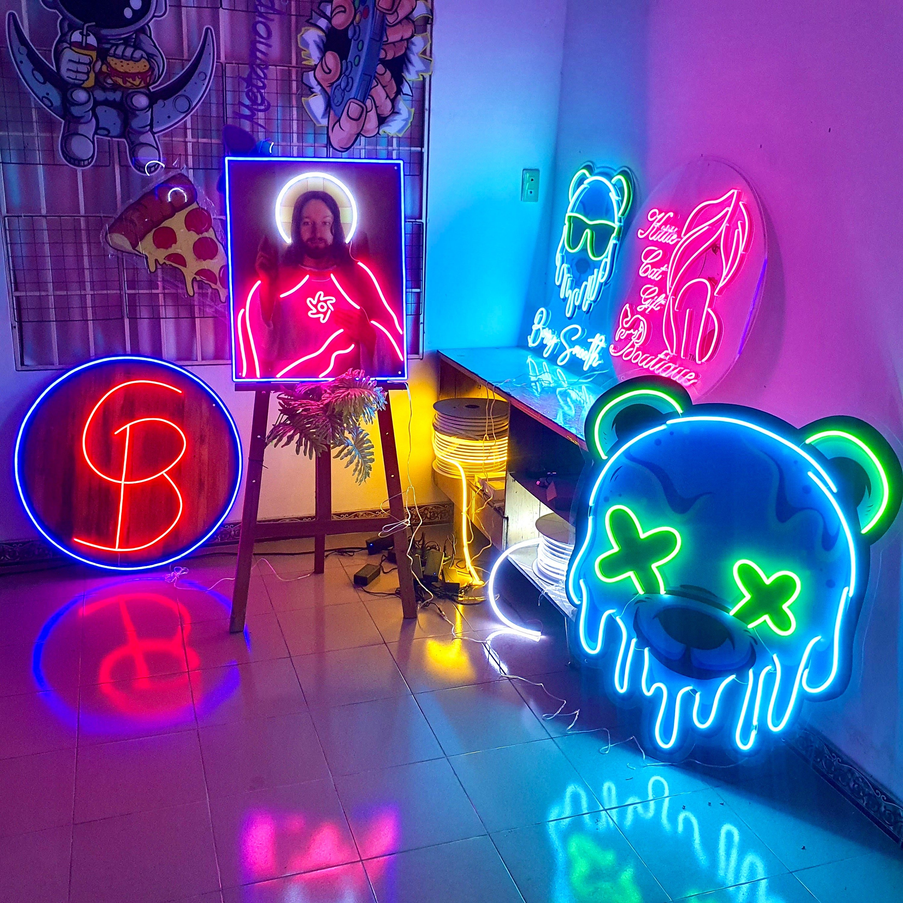 Drop Shipping Custom Logo Neon Light Wedding Sign UV Printed Custom Neon Sign Business Logo Neon Name Sign Advertising Board