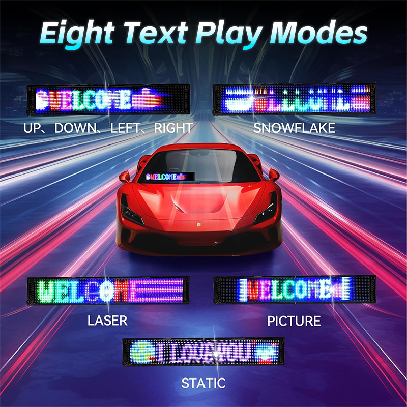 Programmable LED Panel Truck car Windshield Message sign board Glow Devil's Eye LED flexible display screen for car truck shop