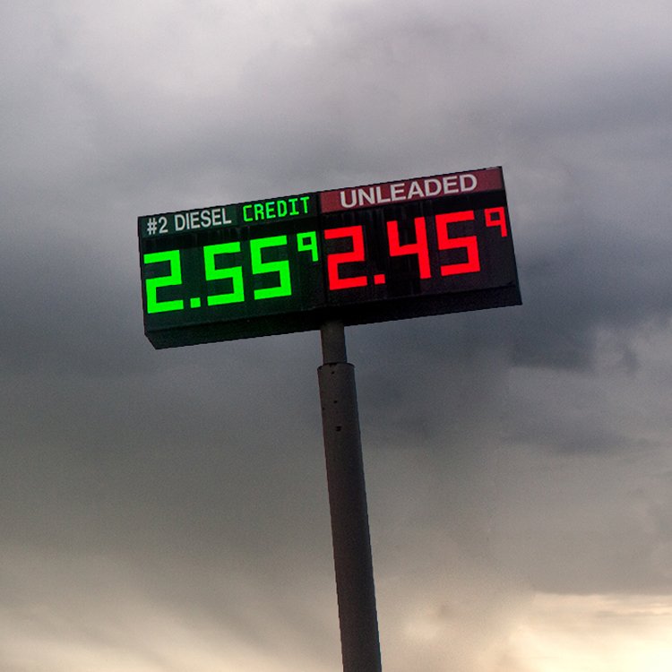 Outdoor Waterproof Advertising Pylon Display Screen LED Gas Station Price Sign Board