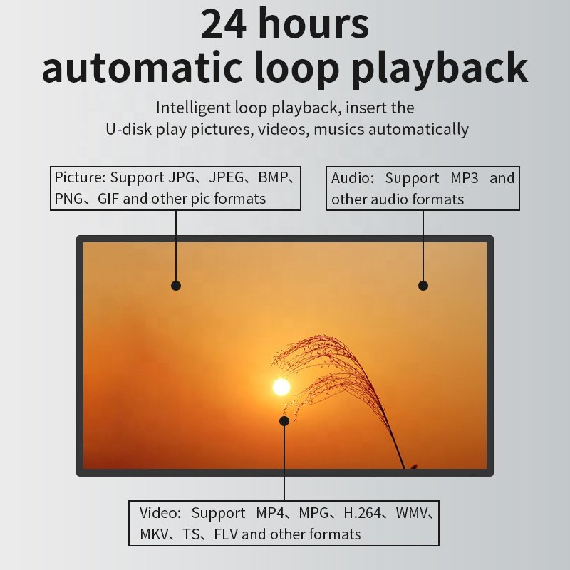 55 inch digital wall mounted Digital Menu Board advertising display lcd screen for market