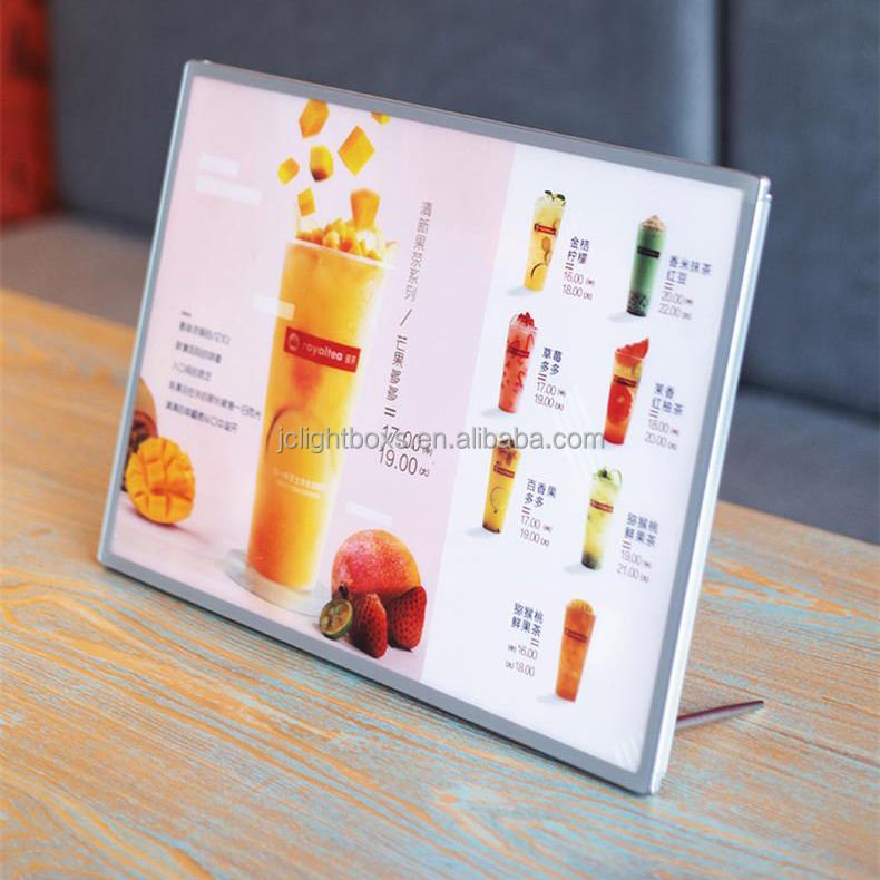 Ultra Slim LED Acrylic Panel Indoor/Outdoor Advertising Light Box Aluminum Profile Frame Rectangle Shape Restaurant Application