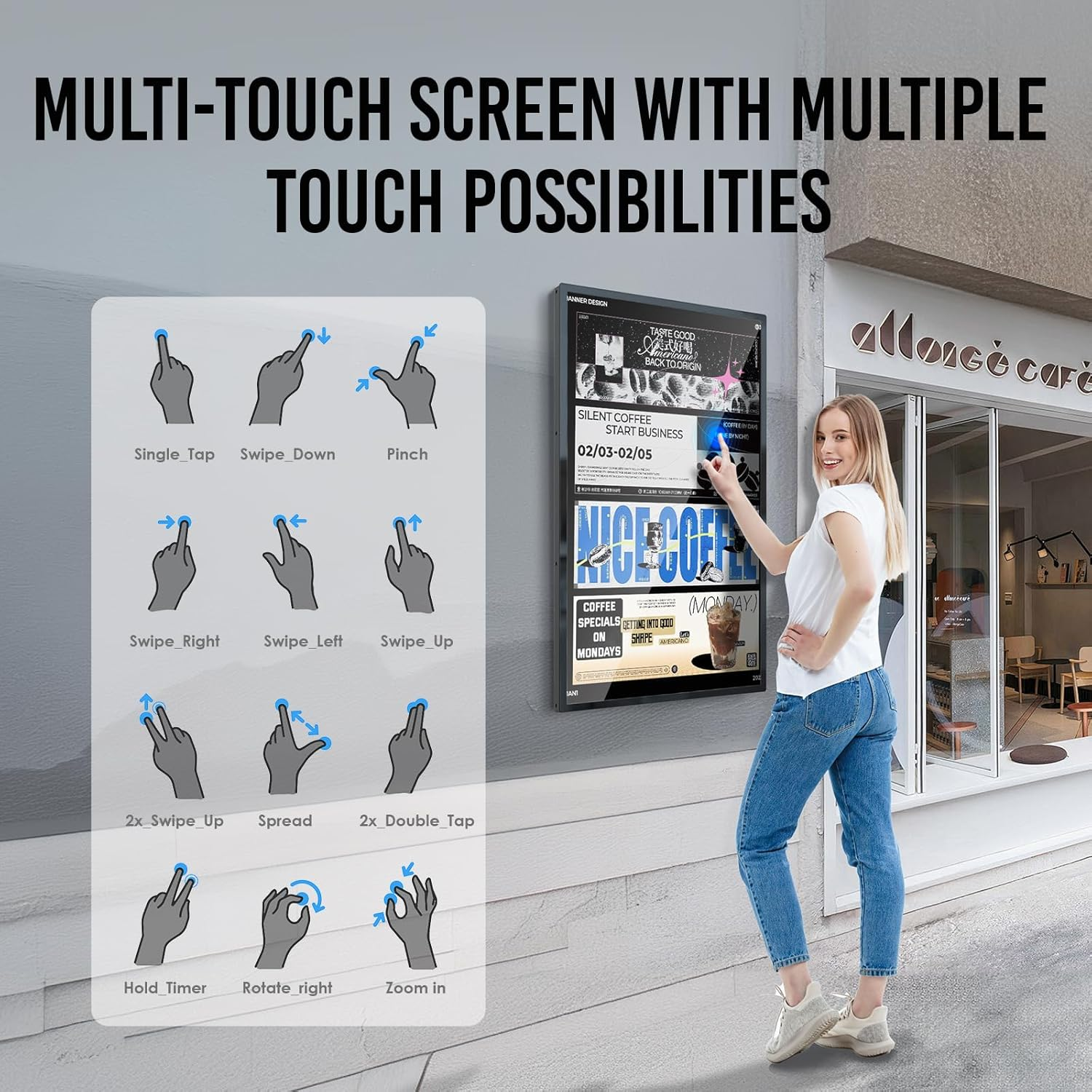 55 Inch Wall Mounted Lcd Digital Signage Indoor Android Advertising Screen Digital Menu Board For Restaurant Fast Food