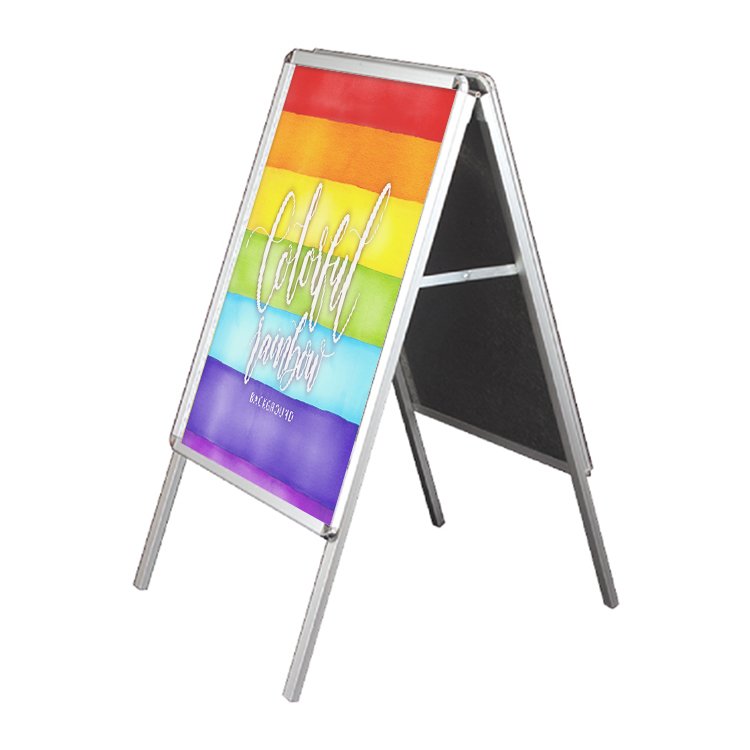 best price A shape rotating wooden tripod display board poster stand