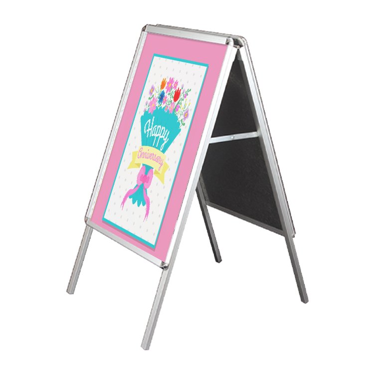 best price A shape rotating wooden tripod display board poster stand