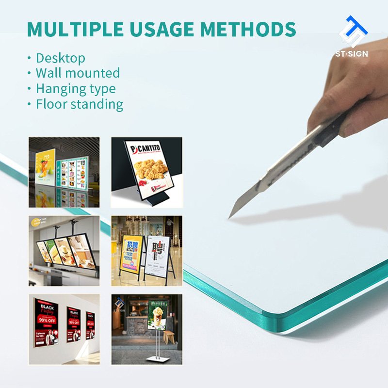 60*90cm Wall Mounted LED Slim Light Box Aluminum Frame LED Poster for Outdoor Advertising Custom Rectangle Shape Menu Board