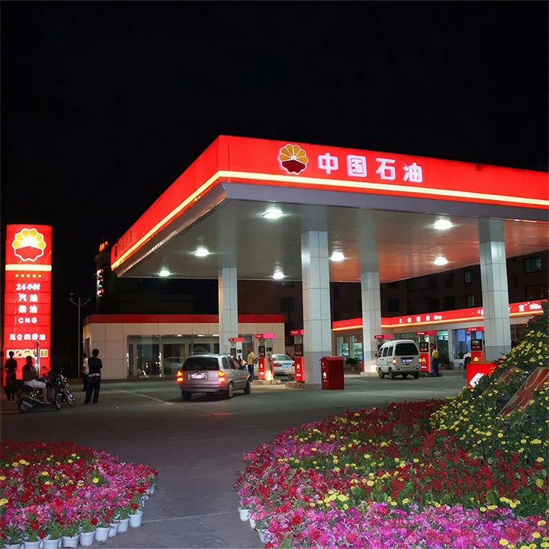 Space Frame Led Petrol Gas Station Canopy Design Petrol Pump Construction Companies Petrol Station