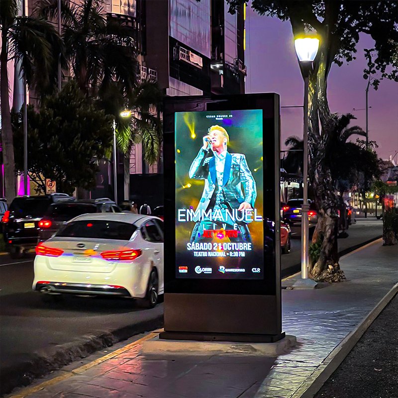 55 65 75 Inch 3500Nits Outside Waterproof Lcd Advertising Display Player Digital Signage Outdoor Totem Floor Stand Screen Kiosk