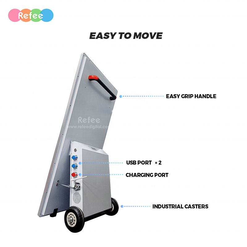 Floor standing outdoor waterproof IP65 battery powered high brightness moveable advertising board media player ad display