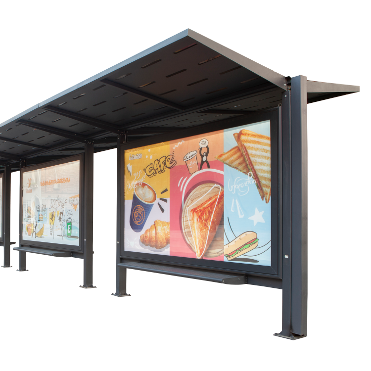 Custom Outdoor Metal Frame Aluminum Steel LED Lightbox Double Sided Rectangle Bus Stop Advertisement Shelter Durable Advertising