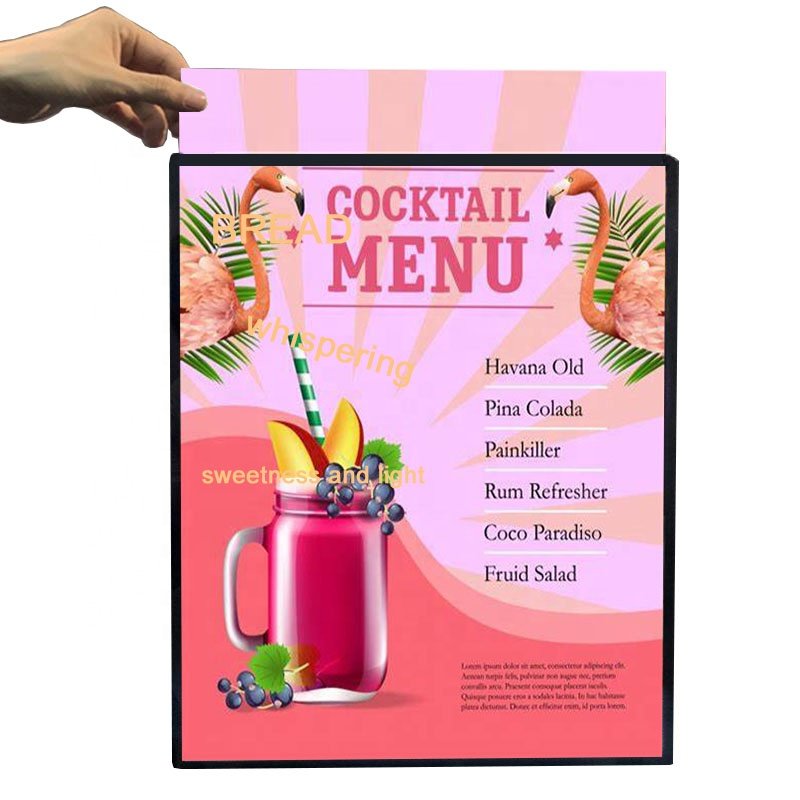 High Brightness Aluminum LED Poster Frame Super Slim Advertising Light Box Menu Board With Anti Scratching Glass Panel