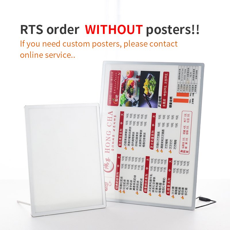 Big Size Aluminum Frame Led Advertising Light Box Menu Board A1 A2 A3 A4 A5 Restaurant Menu Display LED Menu Light Box
