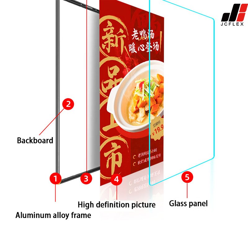 Ultra Slim LED Acrylic Panel Indoor/Outdoor Advertising Light Box Aluminum Profile Frame Rectangle Shape Restaurant Application