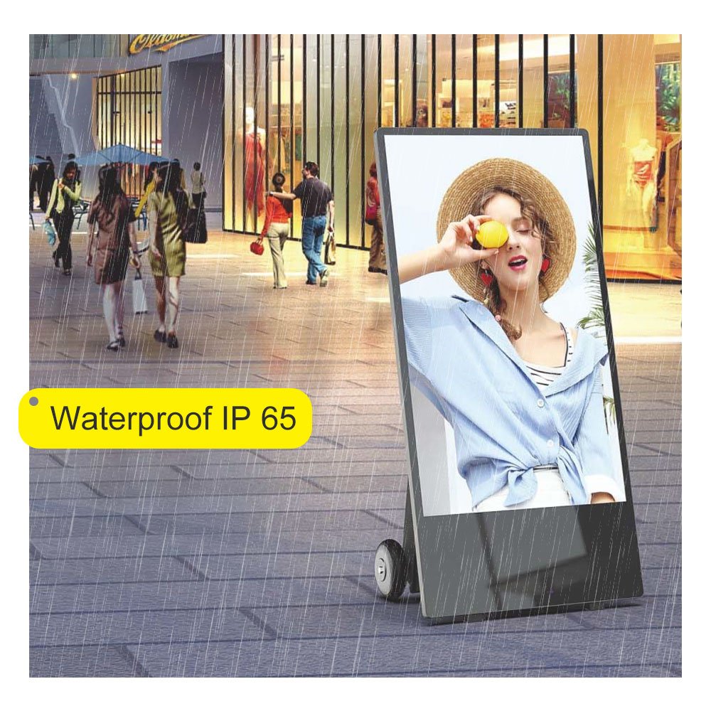 IP65 Outdoor Waterproof 43inch advertising playing equipment Recharge Portable Lcd battery powered digital Signage Poster
