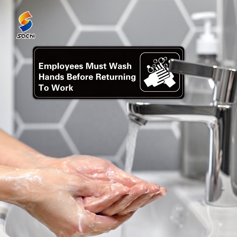 9x3" Employees Must Wash Your Hands Sign Ps Board Before Returning Custom Board Printing Die Cut