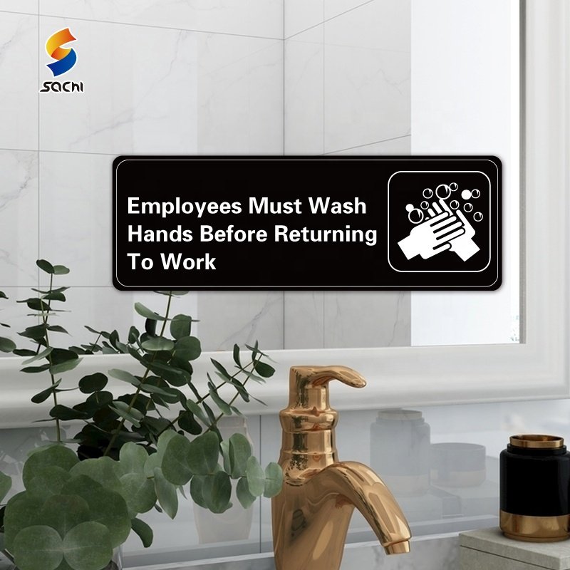9x3" Employees Must Wash Your Hands Sign Ps Board Before Returning Custom Board Printing Die Cut