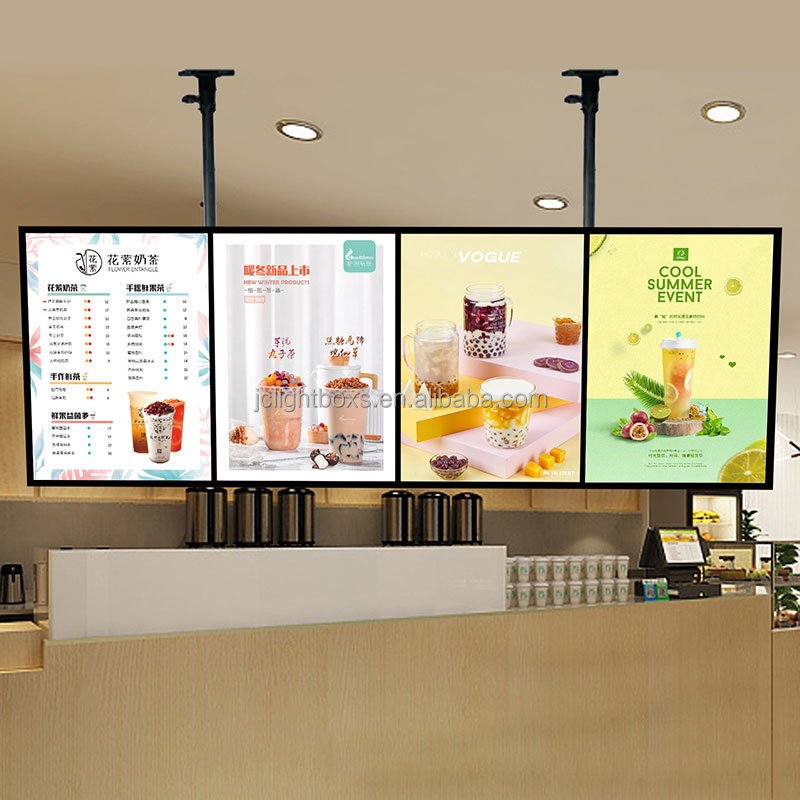 LED Lightbox Ultra Slim Aluminum Profile Digital Poster Frame Restaurant Menu Board Advertising A4 Size Hanging light poster