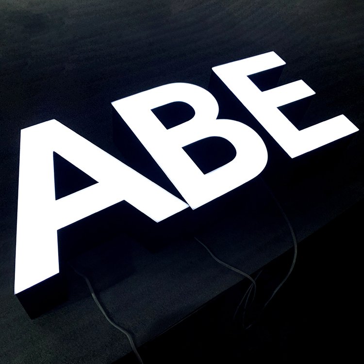 Custom 3d letter Led Illuminated logo stainless steel Sign Face lighting 3d Signage Advertising outdoor led Sign for business