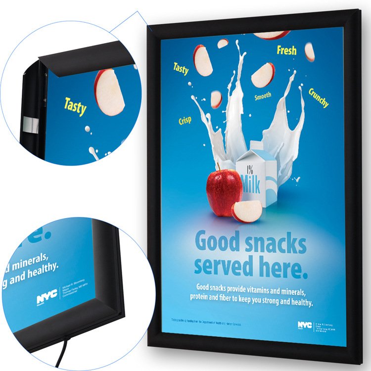 Advertising Wall Mount 27x40 Black Aluminum LED Light Box Cinema Movie Poster Frame