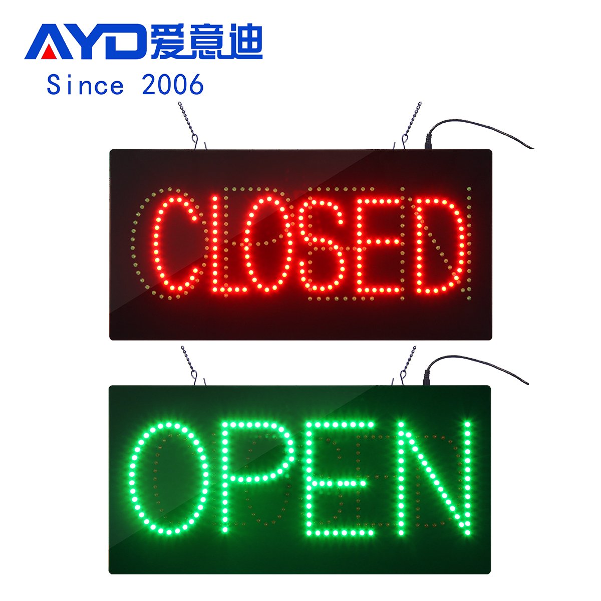 Hot selling 9 * 19 inch acrylic signboard 2 In 1 Green OPEN Red CLOSED Sign Board Custom Led Sign