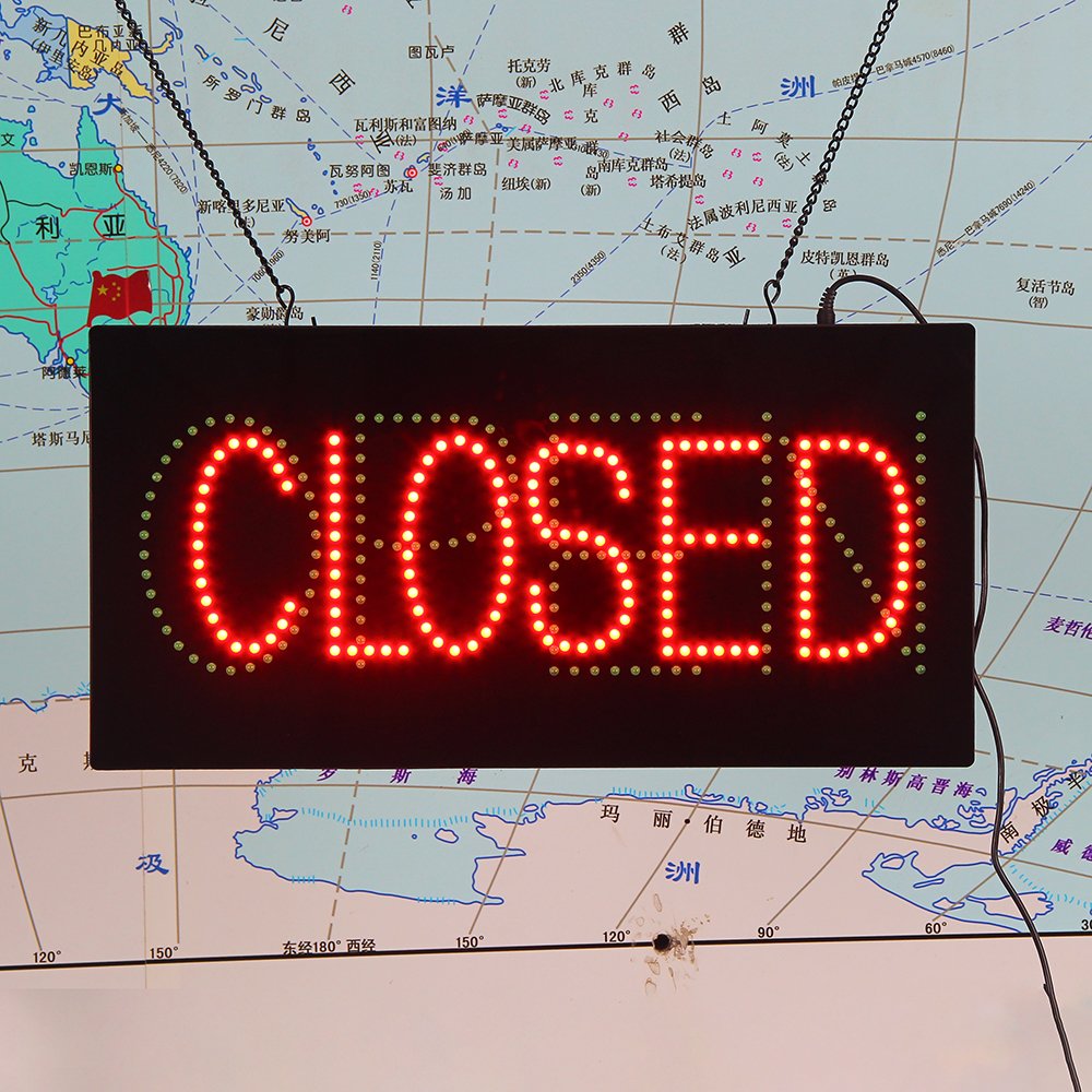 Hot selling 9 * 19 inch acrylic signboard 2 In 1 Green OPEN Red CLOSED Sign Board Custom Led Sign