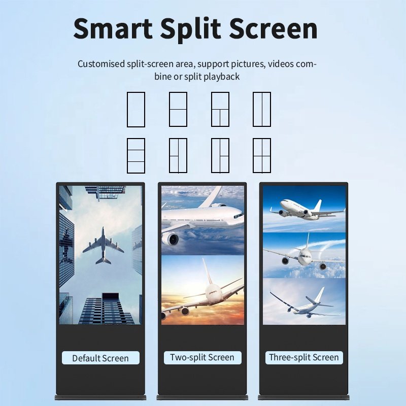 Custom 49 55 65 75 86 Inch Floor Stand Android Portable Digital Signage Display Advertising Machine