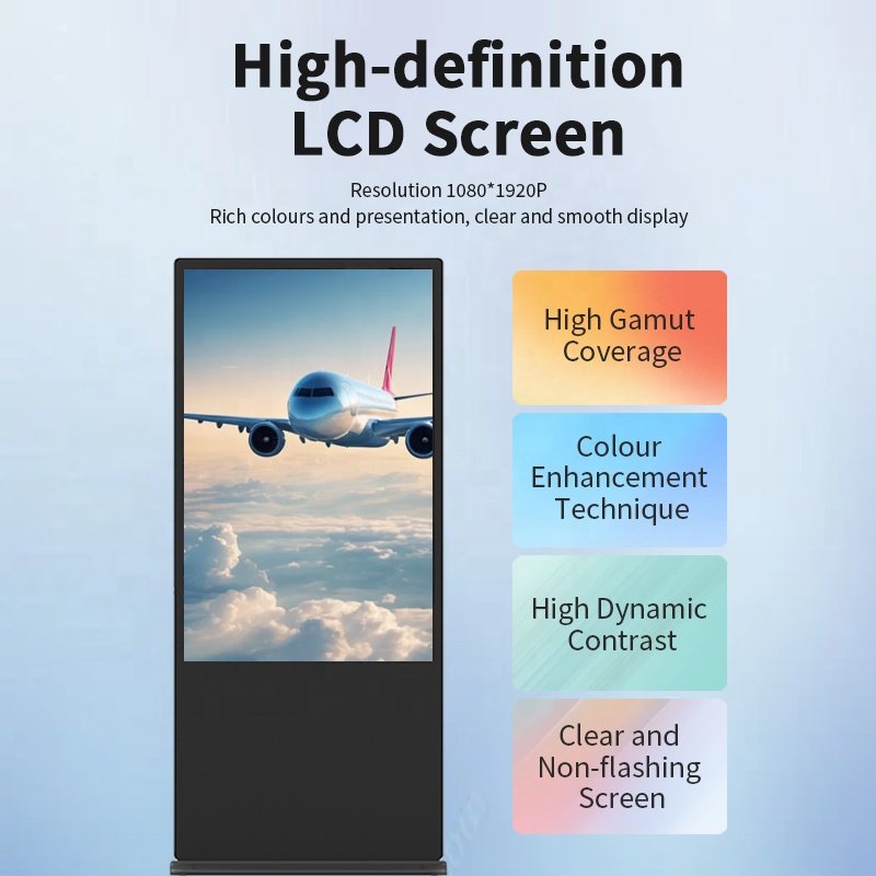 Custom 49 55 65 75 86 Inch Floor Stand Android Portable Digital Signage Display Advertising Machine