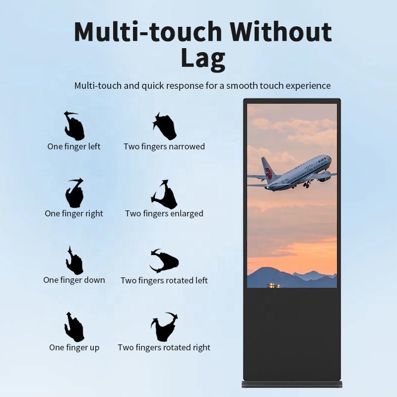 Custom 49 55 65 75 86 Inch Floor Stand Android Portable Digital Signage Display Advertising Machine