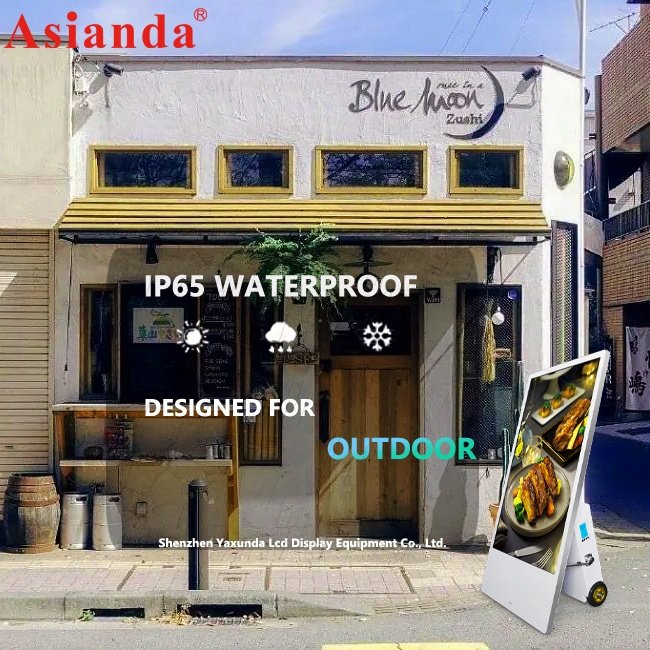 Waterproof 43inch Portable Battery Powered Digital Signage Movable Outdoor Digital Signage Movable LCD Advertising Screen Kiosk