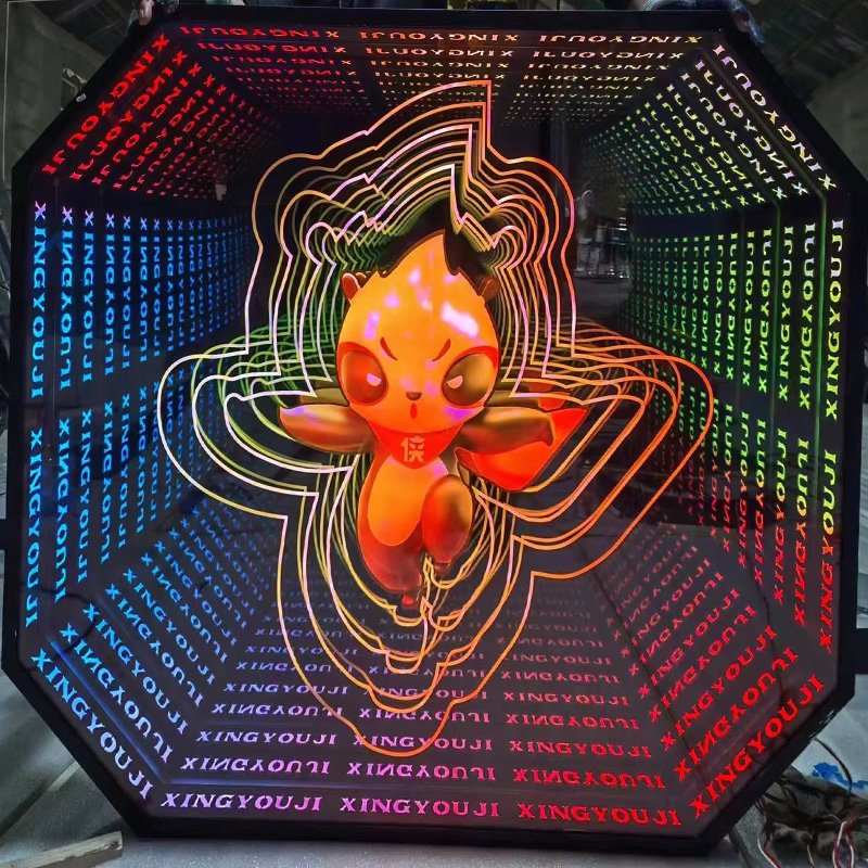 Customization Indoor Led Floor Panel Display Screen Hardened Glass Unlimited Abyss Mirror Decorative Light Box