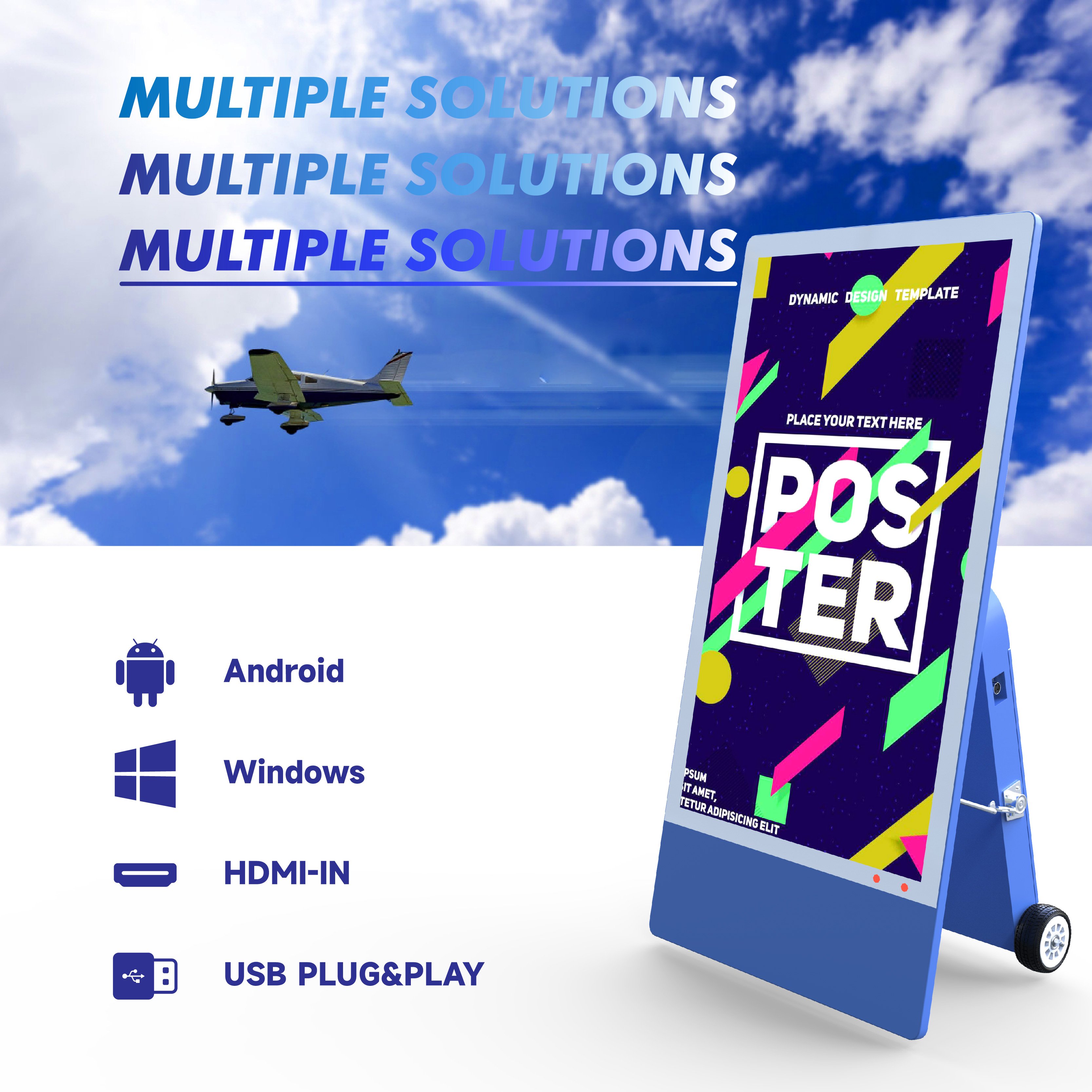 43 Inch Portable Battery Powered Digital Signage and Displays 4k Battery LCD Advertising Player IP65 Outdoor Advertising Display