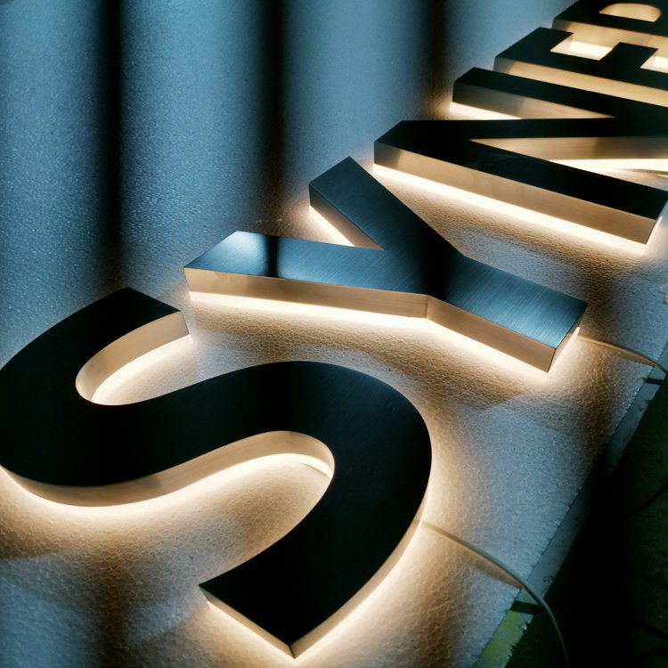 LED backlit letter 3d sign custom letter stainless steel metal backlit logo signage company sign 3d letter led sign for business
