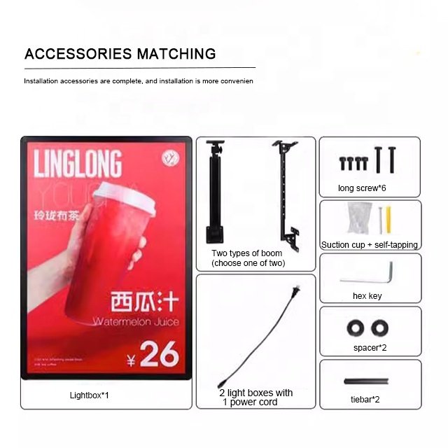 Promotion for W60xw80cm HD Screen Drive Led Panel Set Black Aluminum Alloy Led Menu Board A4 Size Advertising Light Boxes Sign