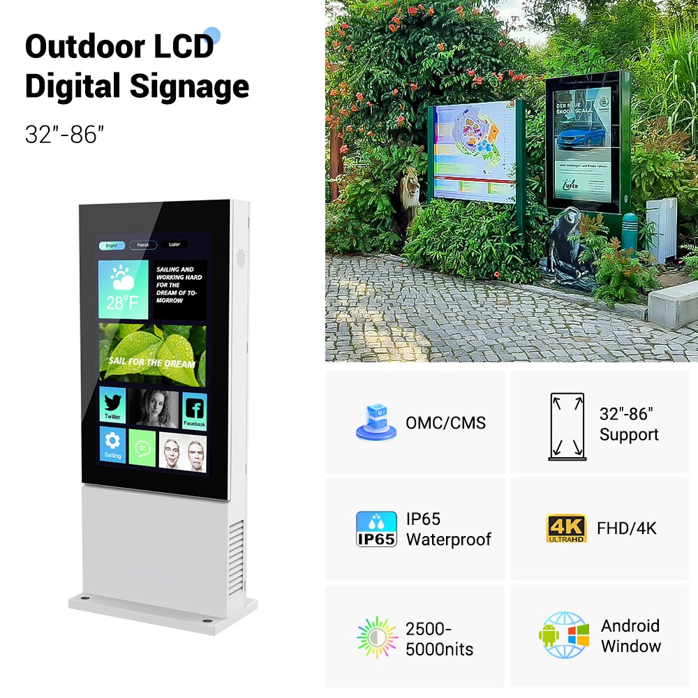 MWE China Design Smart Screens 4k Touch Totem Player Business Commercial Marketing Advertise Outdoor Lcd Digital Signage