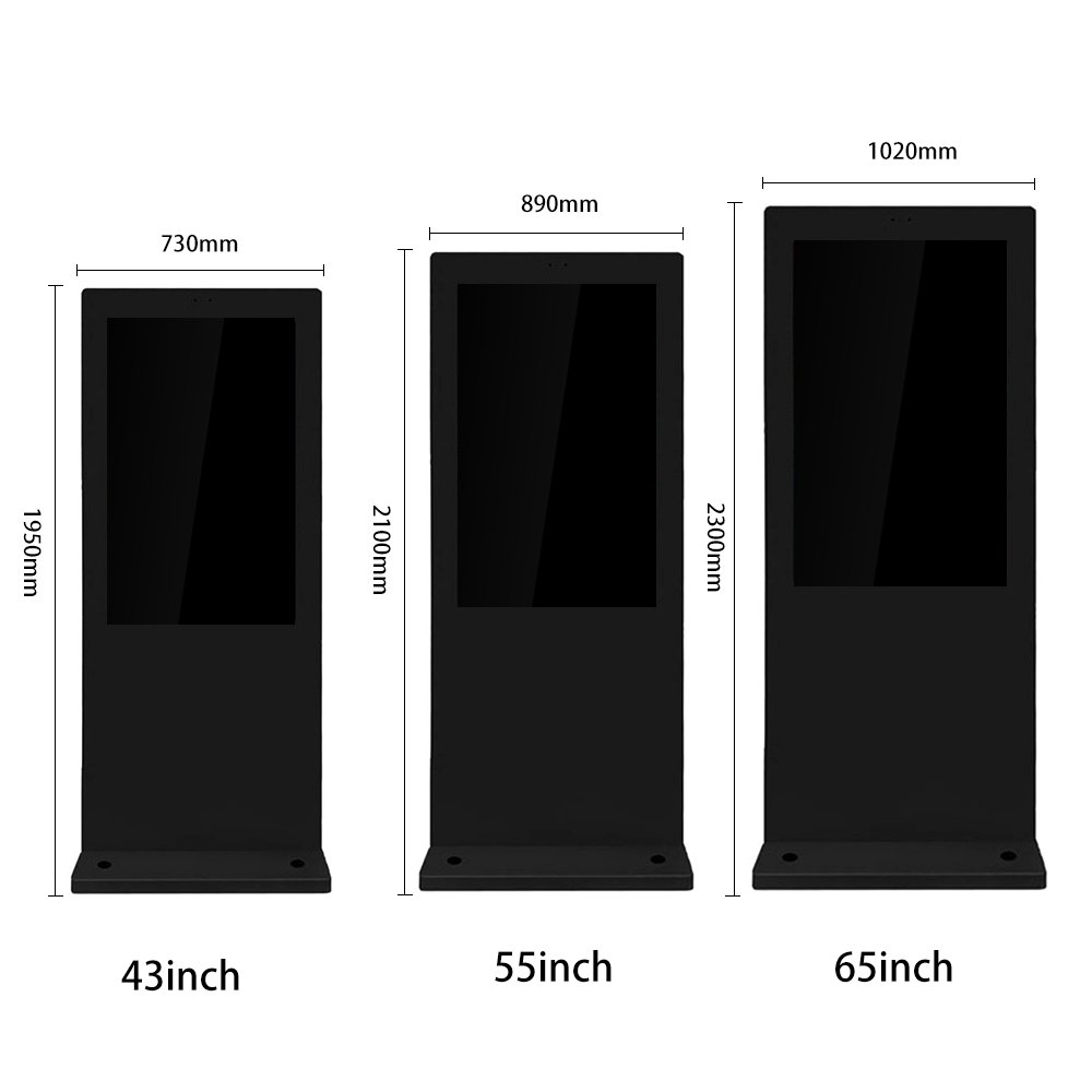 High Brightness 55 65inch Outdoor Waterproof Kiosk Totem Advertising Floor Standing Lcd Displays Screen Digital Signage