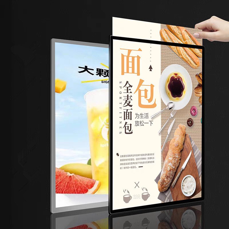 Custom Size Led Illuminated Sign Restaurant Advertising Boards Slim Light Box Led Backlit Frame Led Poster Advertising Light Box