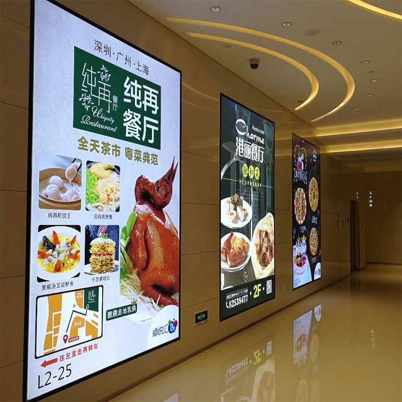 A2/A3/A4 Tempered Glass Adjustable Floor Sign Holder Custom Shape Poster Light Box Display Board for Restaurant Hotel Use
