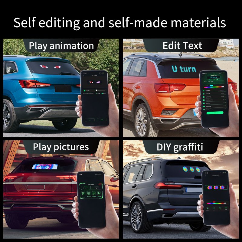 led car sign flexible screen display fold app programmable advertising board for car rear window
