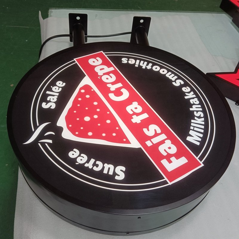 Kexian Custom LED Advertising Light Boxes Round Outdoor Waterproof Acrylic Light Box Sign