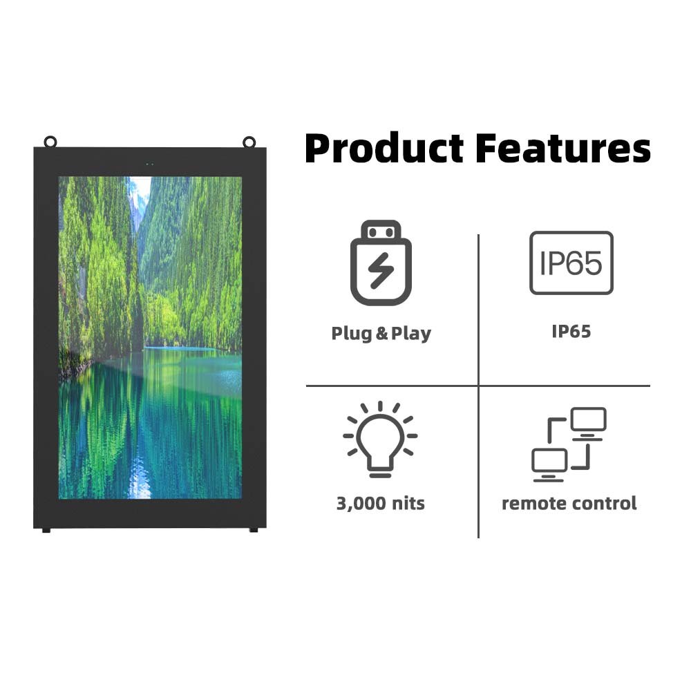 Outdoor Waterproof 32 43 55 65 75 86 Inch Advertising Display Android Media Player Wall Mounted Digital Signage