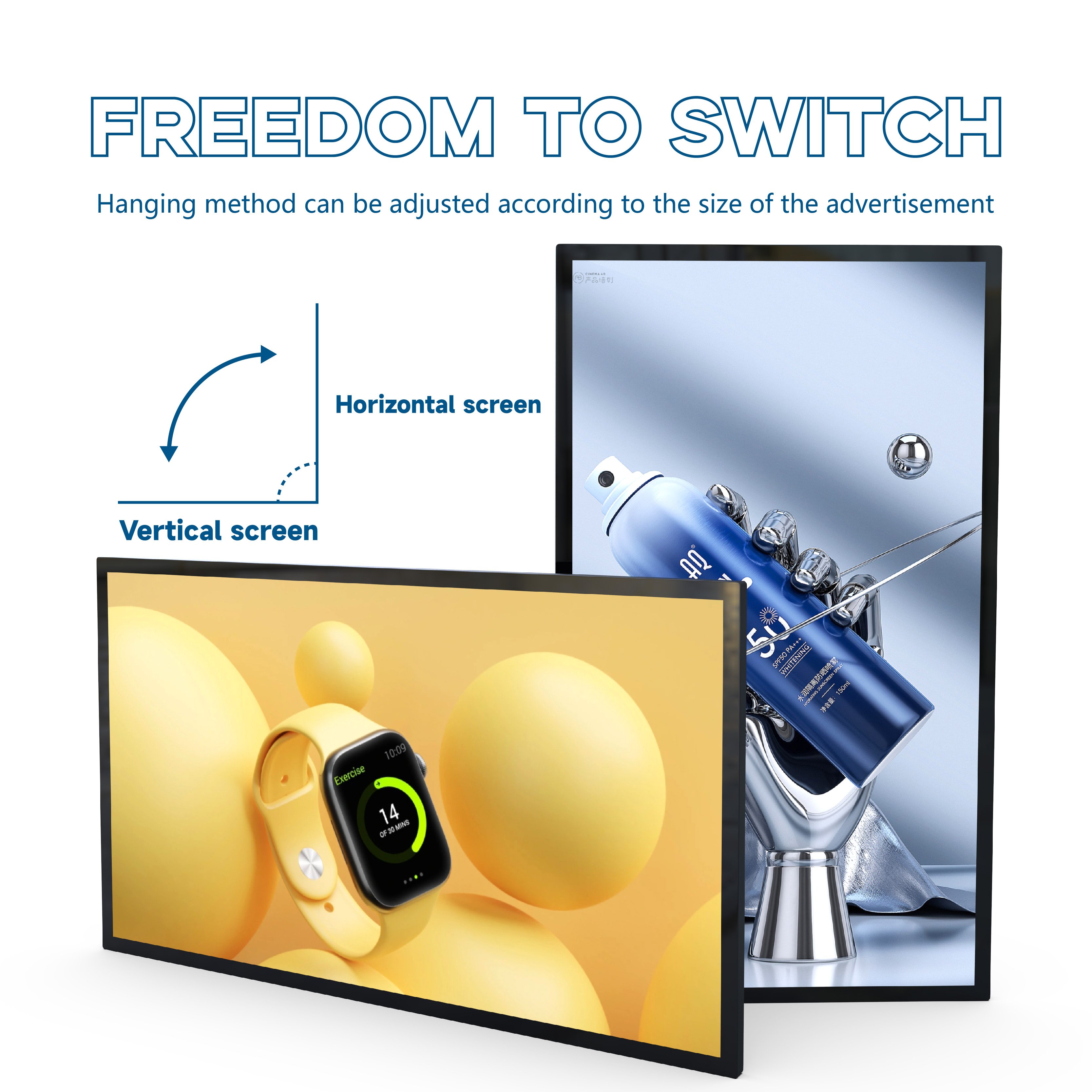 65 inch digital menu board advertising display with high resolution, high brightness for restaurant