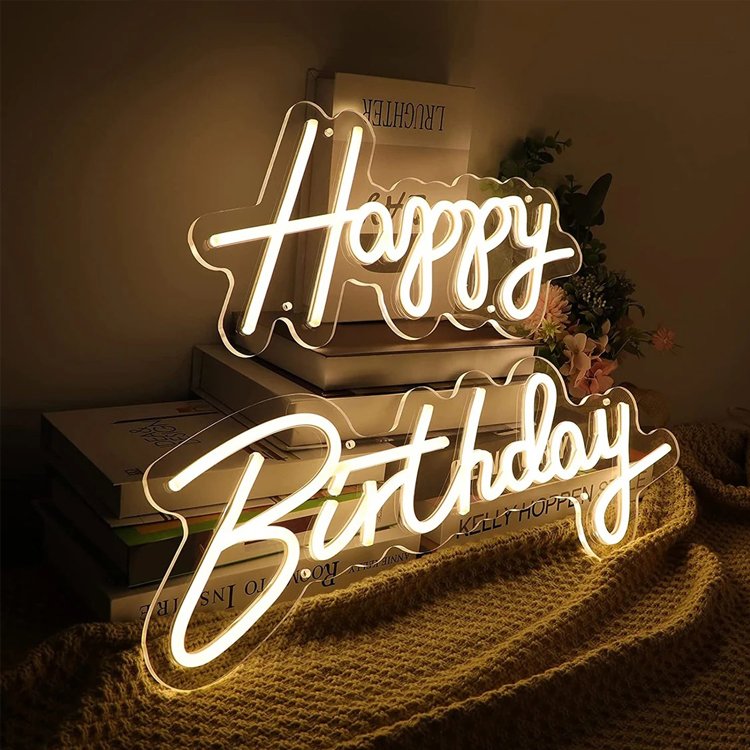 JAGUARSIGN Manufacturer Dropshipping Party Decorative Happy Birthday Neon Sign Custom Led Neon Lights Letter Sign