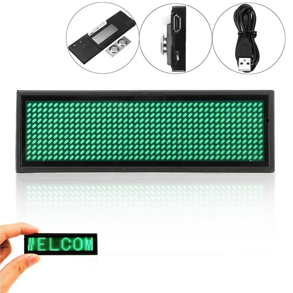 2024 LED Name Badge Editable by PC Digital Programmable Glowing Board Letters Scrolling Tag Badge for Event, Hotel, Restaurant