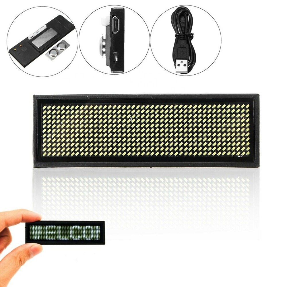 2024 LED Name Badge Editable by PC Digital Programmable Glowing Board Letters Scrolling Tag Badge for Event, Hotel, Restaurant