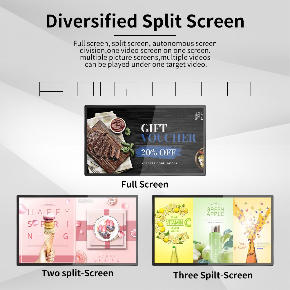 Hanging Wall mounted Screen 32 /43 Inch Restaurant LCD Advertising Display Digital Signage Menu Board