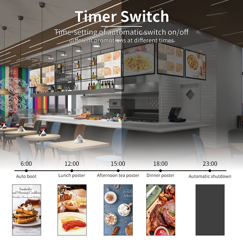 Hanging Wall mounted Screen 32 /43 Inch Restaurant LCD Advertising Display Digital Signage Menu Board