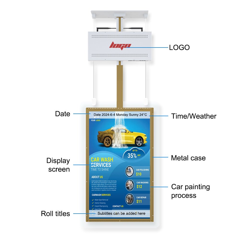43 Inch New hanging double-sided digital signage screens window ceiling advertising display for retail/restaurant