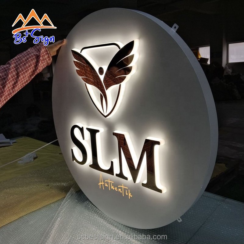 BS+ Custom Led Logo Business Sign Reception Shop Wall Logo Indoor Signage Advertising Board