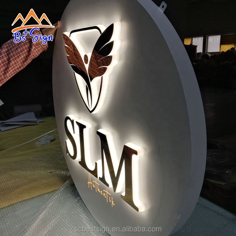 BS+ Custom Led Logo Business Sign Reception Shop Wall Logo Indoor Signage Advertising Board