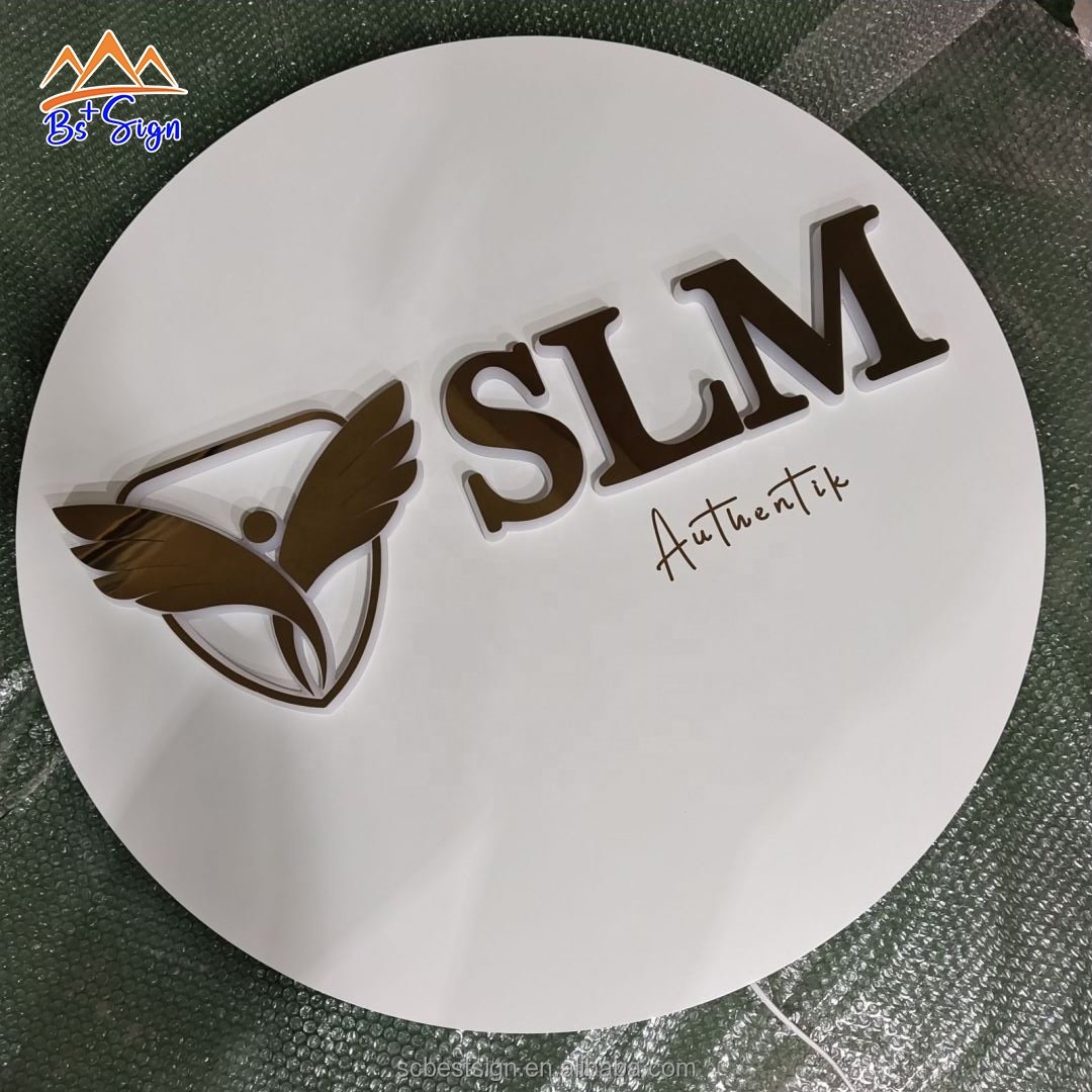 BS+ Custom Led Logo Business Sign Reception Shop Wall Logo Indoor Signage Advertising Board